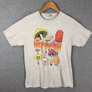 Groovy Mushroom Tee Shirt Gray Size Medium